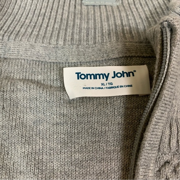 Tommy John Gray Quarter Zip Pullover Sweater Cotton Modal Blend XL - Picture 4 of 6